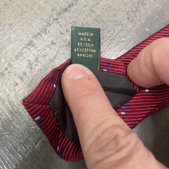Lauren Ralph Lauren Mens Neck Tie Hand Finished Made In USA Red Geometric - Picture 5 of 7